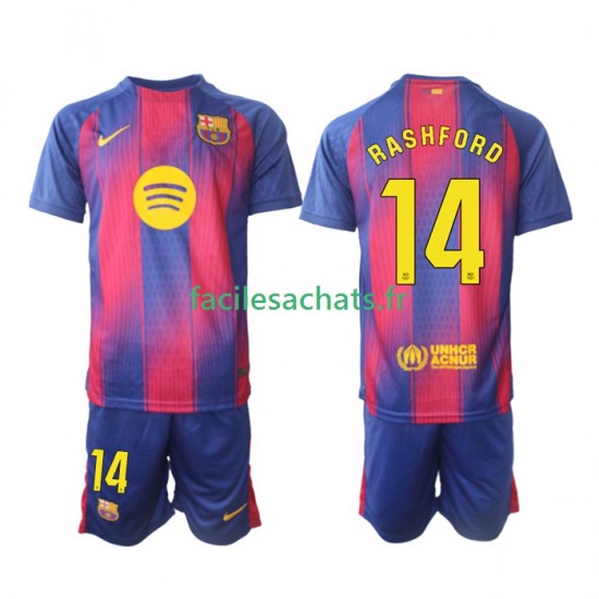 Maillot FC Barcelone Marcus Rashford 14 2025-2026 Domicile Enfant MC