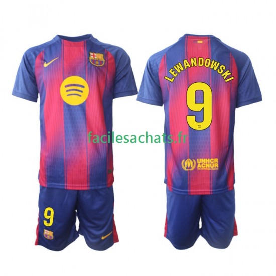 Maillot FC Barcelone Robert Lewandowski 9 2025-2026 Domicile Enfant MC