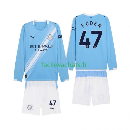Maillot Manchester City Phil Foden 47 2025-2026 Domicile Enfant ML