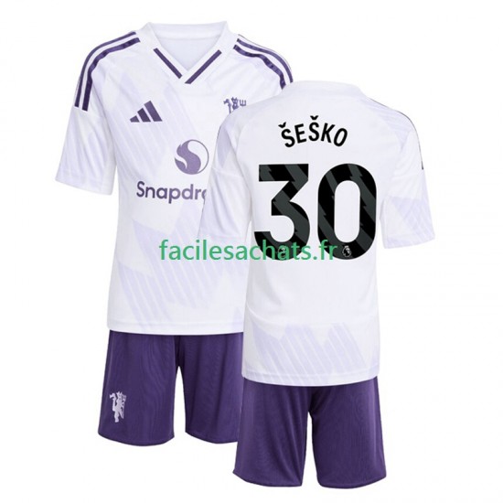 Maillot Manchester United Benjamin Sesko 30 2025-2026 Extérieur Enfant MC