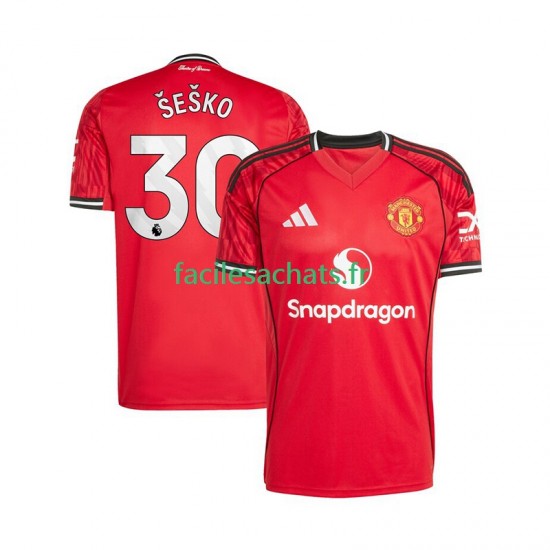 Maillot Manchester United Benjamin Sesko 30 2025-2026 Domicile Homme MC