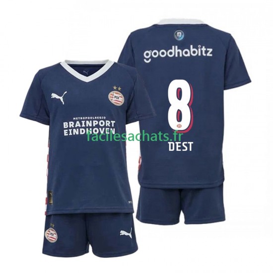Maillot PSV Eindhoven Sergino Dest 8 2025-2026 Extérieur Enfant MC