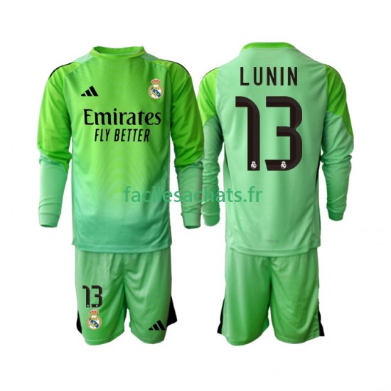 Maillot Real Madrid Andriy Lunin 13 2025-2026 Gardien Extérieur Enfant ML
