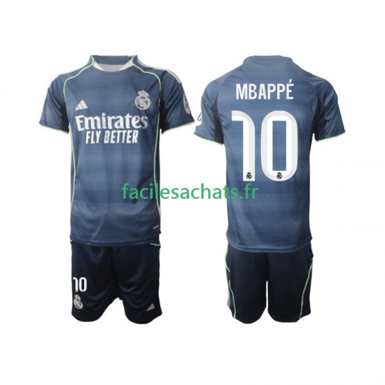 Maillot Real Madrid Kylian Mbappe 10 2025-2026 Extérieur Enfant MC