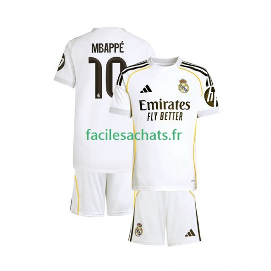 Maillot Real Madrid Kylian Mbappe 10 2025-2026 Domicile Enfant MC