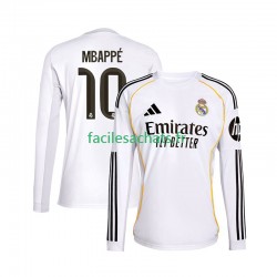 Maillot Real Madrid Kylian Mbappe 10 2025-2026 Domicile Homme ML