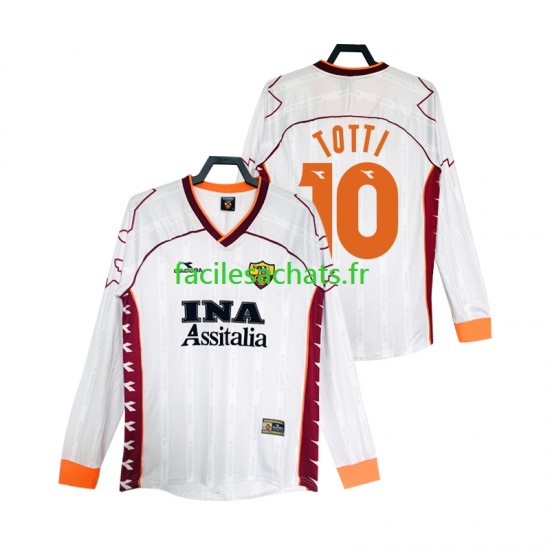 Maillot AS Rome Totti 10 Retro 1999 2000 Extérieur Homme ML