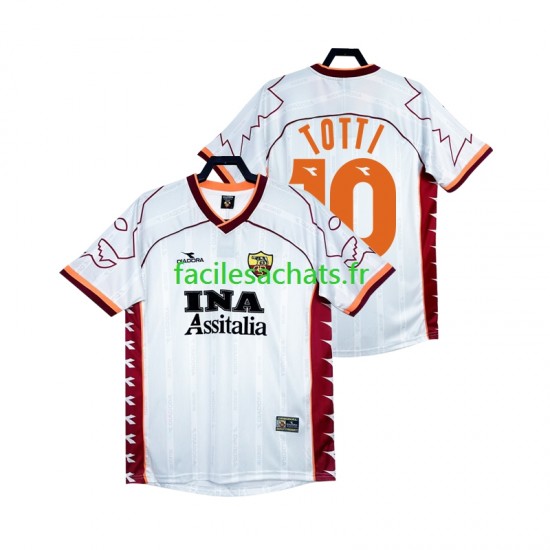 Maillot AS Rome Totti 10 Retro 1999 2000 Extérieur Homme MC