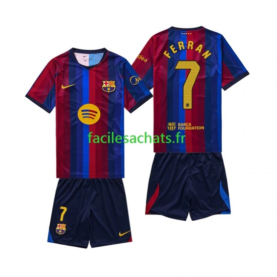 Maillot FC Barcelone Ferran Torres 7 2026-2027 Domicile Enfant MC