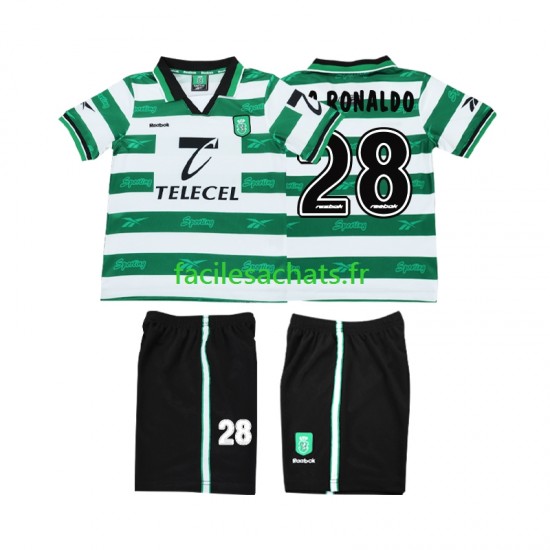 Maillot Sporting CP Cristiano Ronaldo 28 Retro 1999 2000 Domicile Enfant MC