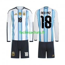 Maillot Argentine Nico Paz 18 Domicile Coupe du Monde 2026 Enfant ML Maillot Argentine Nico Paz 18 Domicile Coupe du Monde 2026 Enfant ML