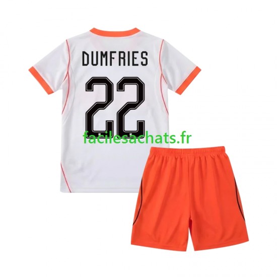 Maillot Pays-Bas Denzel Dumfries 22 Extérieur Coupe du Monde 2026 Enfant MC