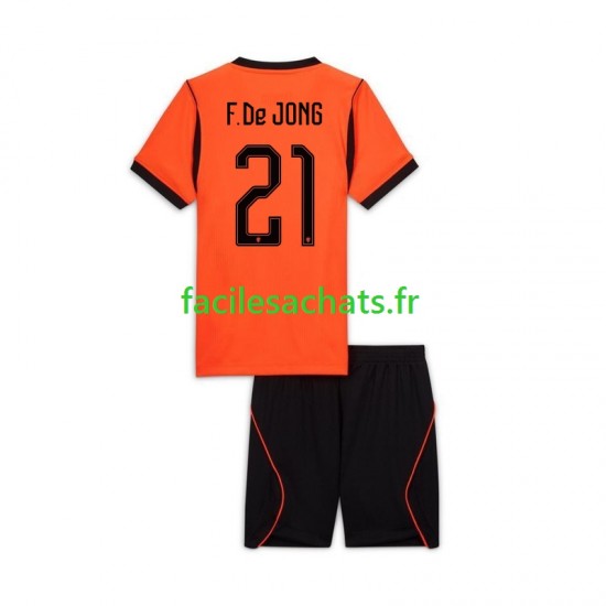 Maillot Pays-Bas Frenkie de Jong 21 Domicile Coupe du Monde 2026 Enfant MC