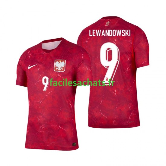 Maillot Pologne Robert Lewandowski 9 2026 Extérieur Homme MC
