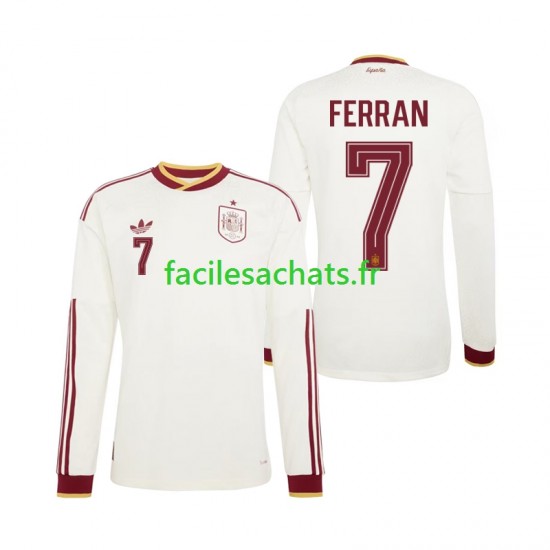 Maillot Espagne Ferran Torres 7 Extérieur Coupe du Monde 2026 Homme ML