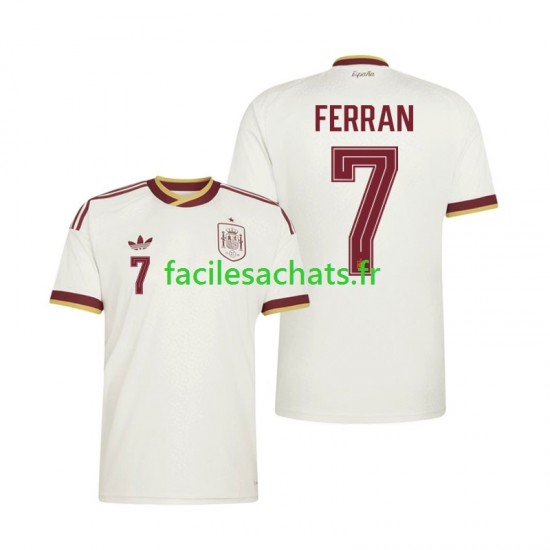 Maillot Espagne Ferran Torres 7 Extérieur Coupe du Monde 2026 Homme MC
