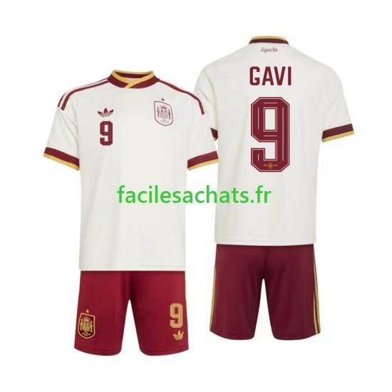 Maillot Espagne Gavi 9 Extérieur Coupe du Monde 2026 Enfant MC