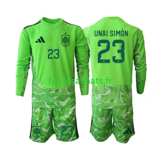 Maillot Espagne Unai Simon 23 6th Green color Gardien Coupe du Monde 2026 Enfant ML