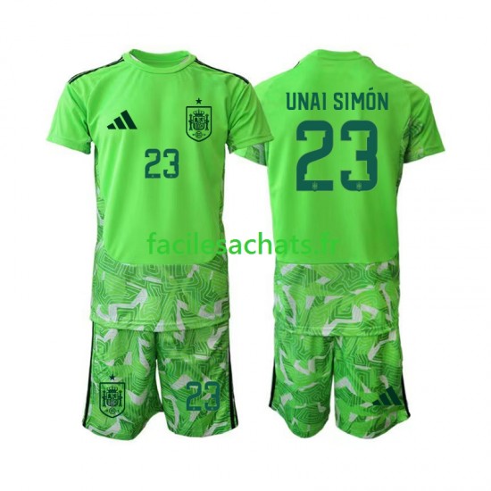 Maillot Espagne Unai Simon 23 6th Green color Gardien Coupe du Monde 2026 Enfant MC
