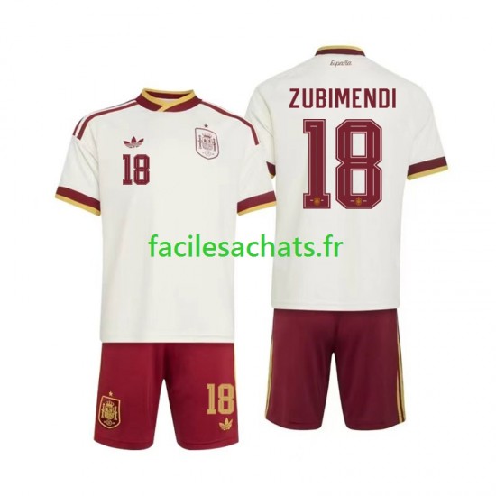 Maillot Espagne Martin Zubimendi 18 Extérieur Coupe du Monde 2026 Enfant MC