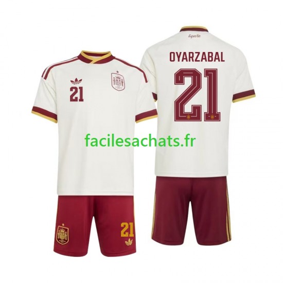 Maillot Espagne Mikel Oyarzabal 21 Extérieur Coupe du Monde 2026 Enfant MC