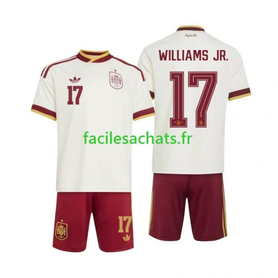 Maillot Espagne Nico Williams 17 Extérieur Coupe du Monde 2026 Enfant MC