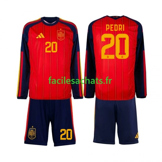Maillot Espagne Pedri 20 Domicile Coupe du Monde 2026 Enfant ML