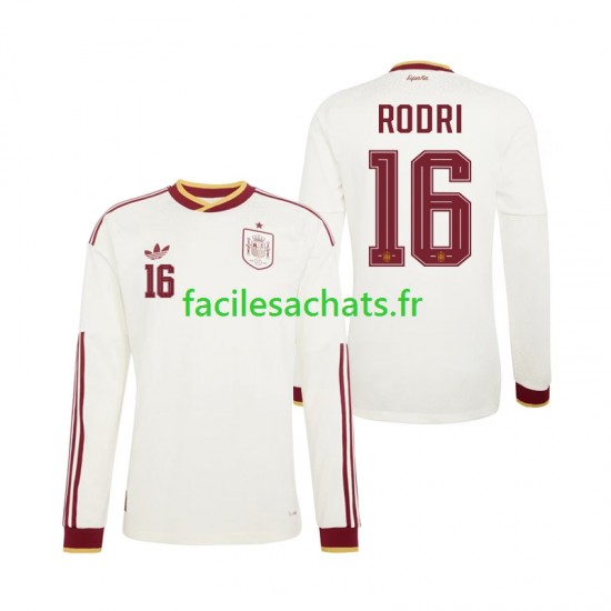 Maillot Espagne Rodri 16 Extérieur Coupe du Monde 2026 Homme ML