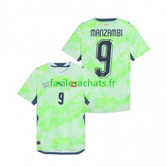 Maillot Suisse Johan Manzambi 9 Extérieur Coupe du Monde 2026 Homme MC