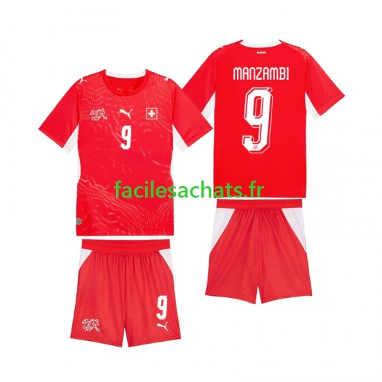 Maillot Suisse Johan Manzambi 9 Domicile Coupe du Monde 2026 Enfant MC