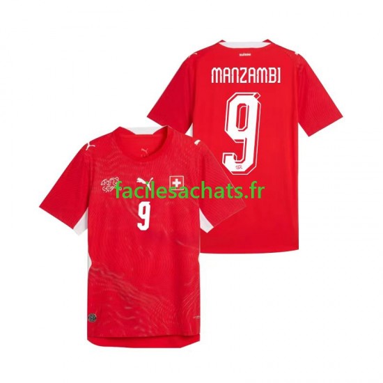 Maillot Suisse Johan Manzambi 9 Domicile Coupe du Monde 2026 Homme MC