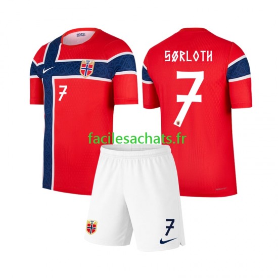 Maillot Norvège Alexander Sorloth 7 Domicile Coupe du Monde 2026 Enfant MC