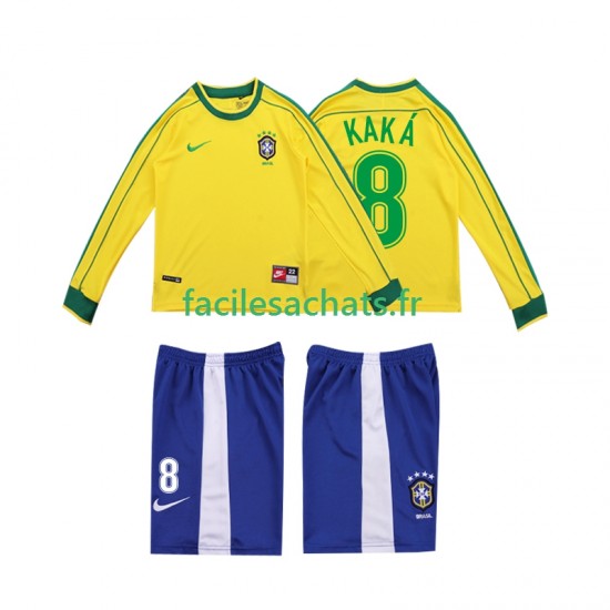 Maillot Brésil KAKA 8 Retro 1998 Domicile Enfant ML