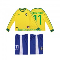 Maillot Brésil RONALDINHO 11 Retro 1998 Domicile Enfant ML