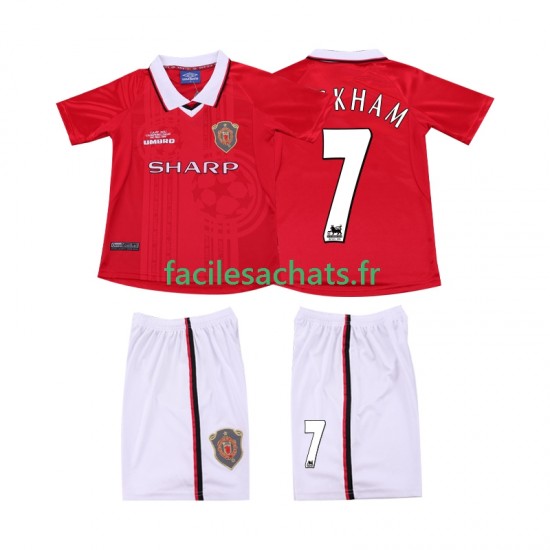 Maillot Manchester United BECKHAM 7 Retro 1999 2000 Domicile Enfant MC