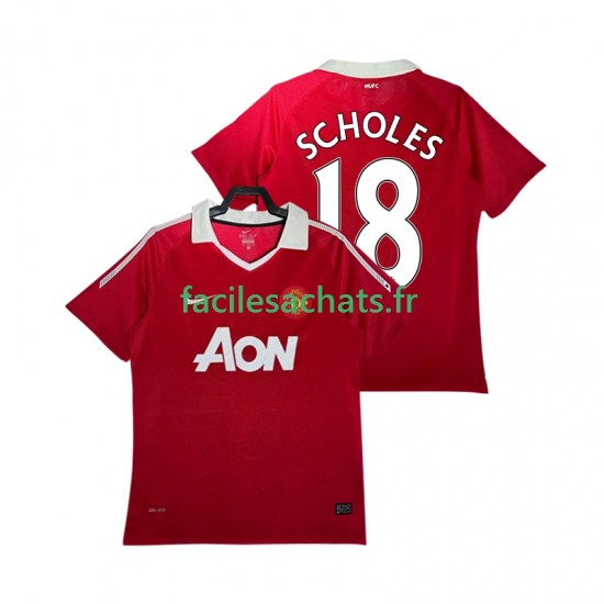 Maillot Manchester United SCHOLES 18 Retro 2010 2011 Domicile Homme MC
