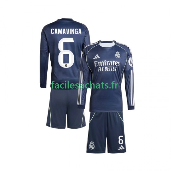 Maillot Real Madrid Camavinga 6 2025-2026 Extérieur Enfant ML