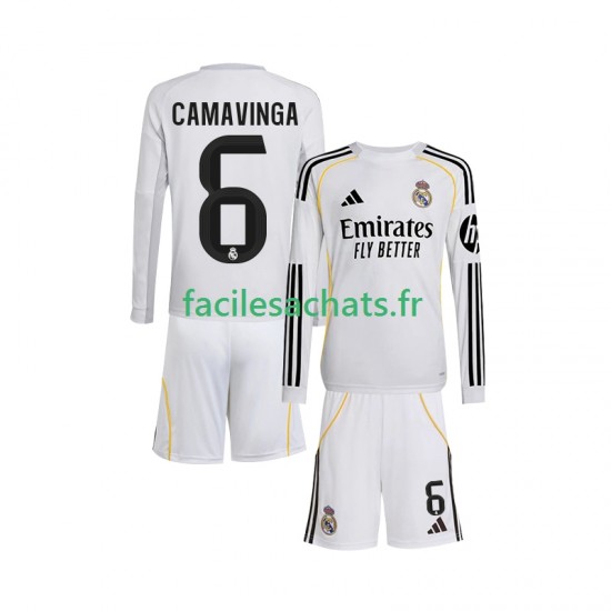 Maillot Real Madrid Camavinga 6 2025-2026 Domicile Enfant ML