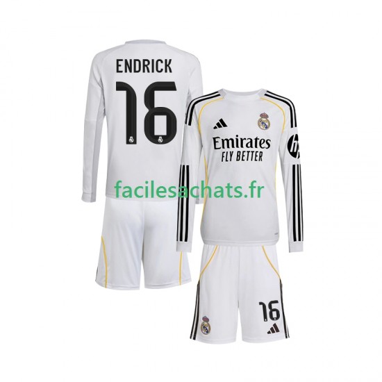 Maillot Real Madrid Endrick 16 2025-2026 Domicile Enfant ML