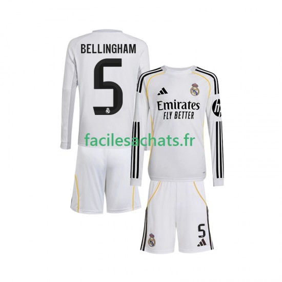 Maillot Real Madrid Jude Bellingham 5 2025-2026 Domicile Enfant ML