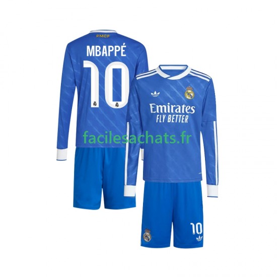Maillot Real Madrid Kylian Mbappe 10 2025-2026 3ème Enfant ML