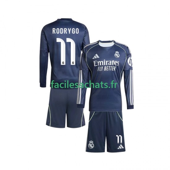 Maillot Real Madrid Rodrygo 11 2025-2026 Extérieur Enfant ML