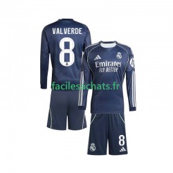 Maillot Real Madrid Valverde 8 2025-2026 Extérieur Enfant ML