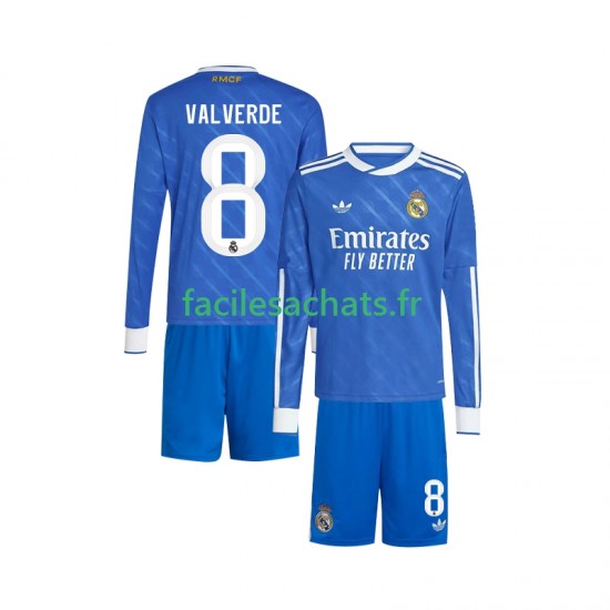 Maillot Real Madrid Valverde 8 2025-2026 3ème Enfant ML