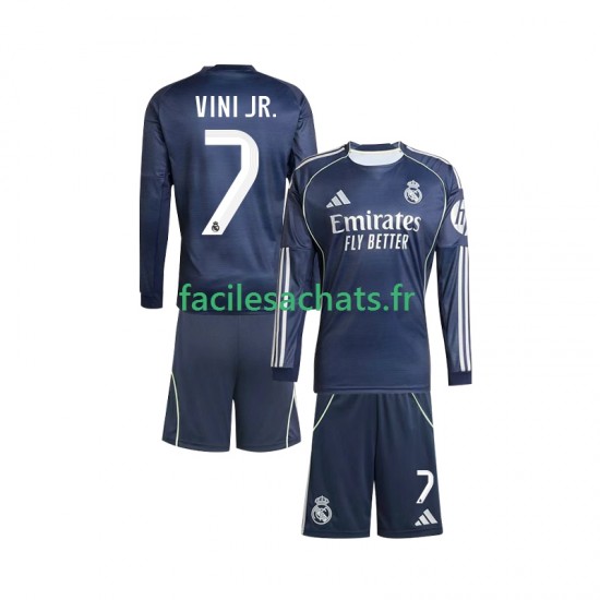 Maillot Real Madrid Vinicius Junior 7 2025-2026 Extérieur Enfant ML