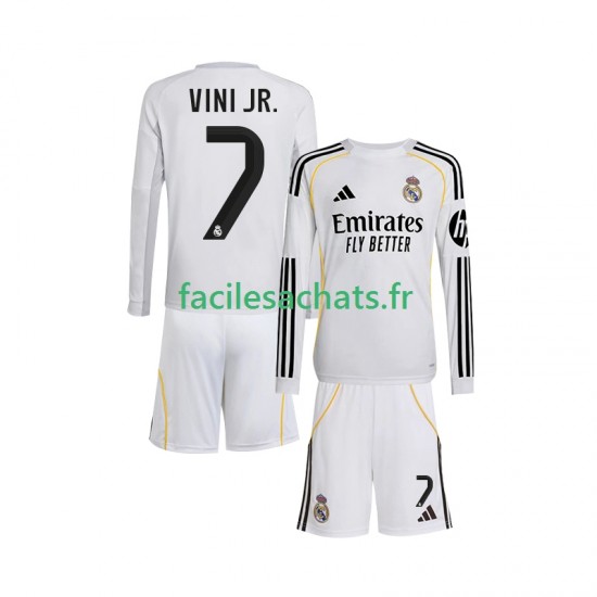 Maillot Real Madrid Vinicius Junior 7 2025-2026 Domicile Enfant ML