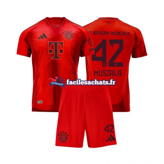 Maillot Bayern Munich Jamal Musiala 42 2024-2025 Rouge Domicile Enfant MC