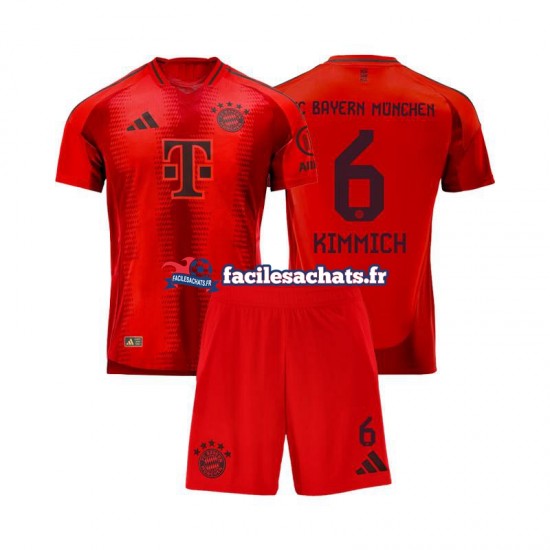 Maillot Bayern Munich Joshua Kimmich 6 2024-2025 Rouge Domicile Enfant MC