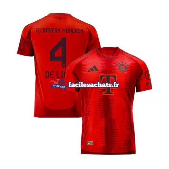 Maillot Bayern Munich Matthijs de Ligt 4 2024-2025 Rouge Domicile Homme MC