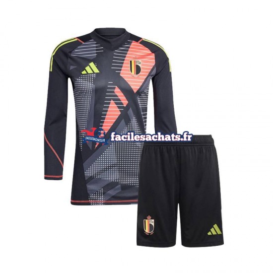 Maillot Belgique Euro 2024 Gardien Noir Domicile Enfant ML